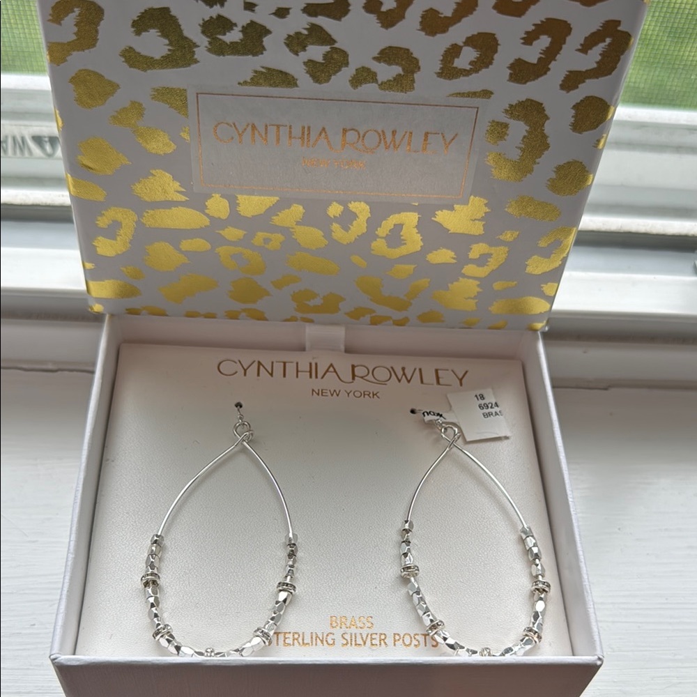 NEW Cynthia Rowley Silver Teardrop Earrings Elegant Design
